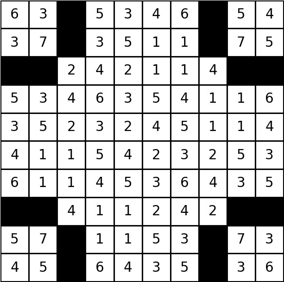 Solved Skolem Square puzzle